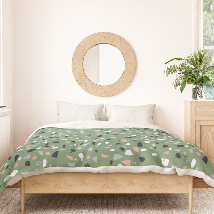 Terrazzo flooring seamless pattern with colorful marble rocks Duvet Cover Gallery Image 3