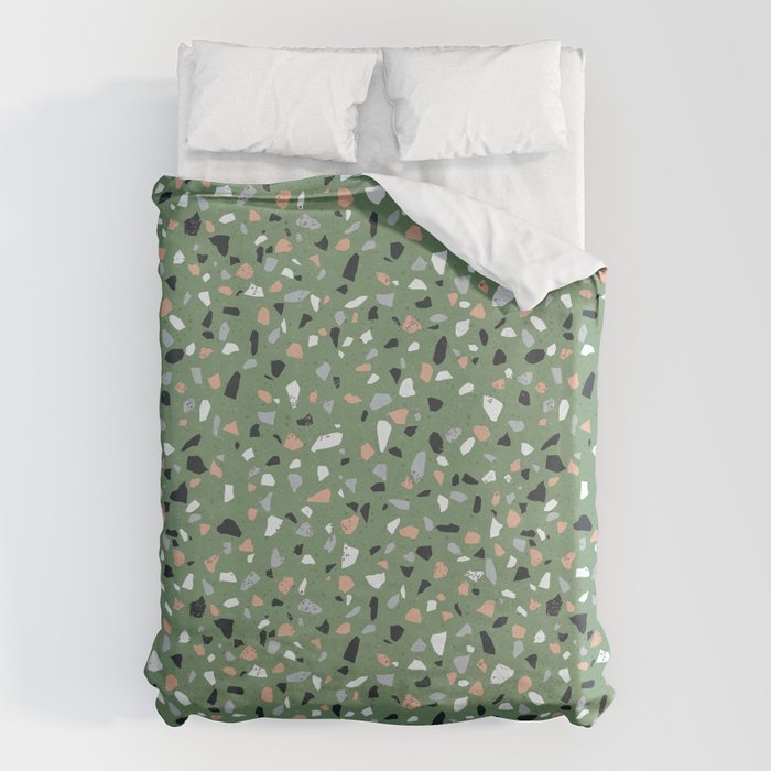 Terrazzo flooring seamless pattern with colorful marble rocks Duvet Cover Gallery Image 1