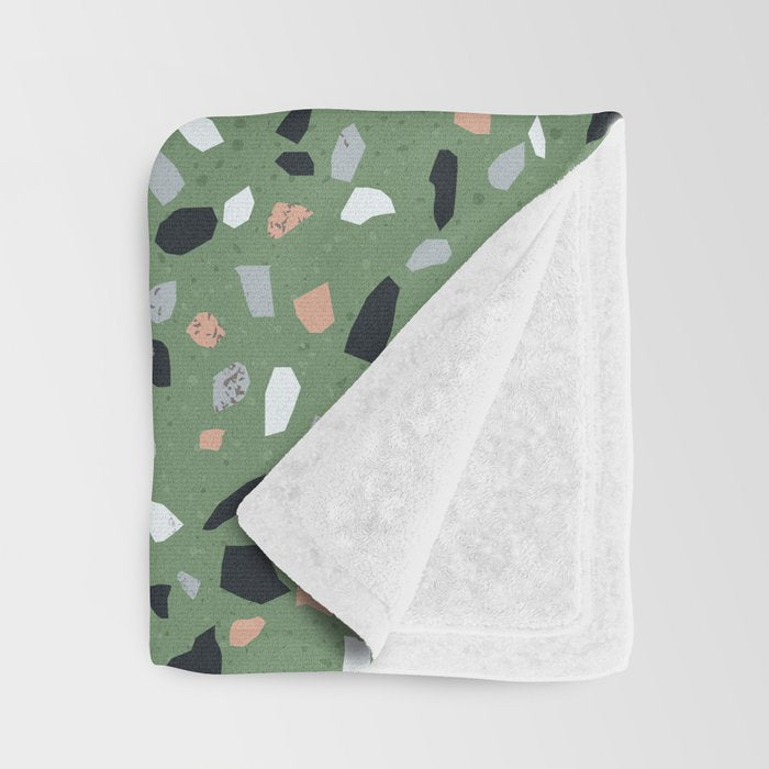 Terrazzo flooring seamless pattern with colorful marble rocks Throw Blanket Gallery Image 3