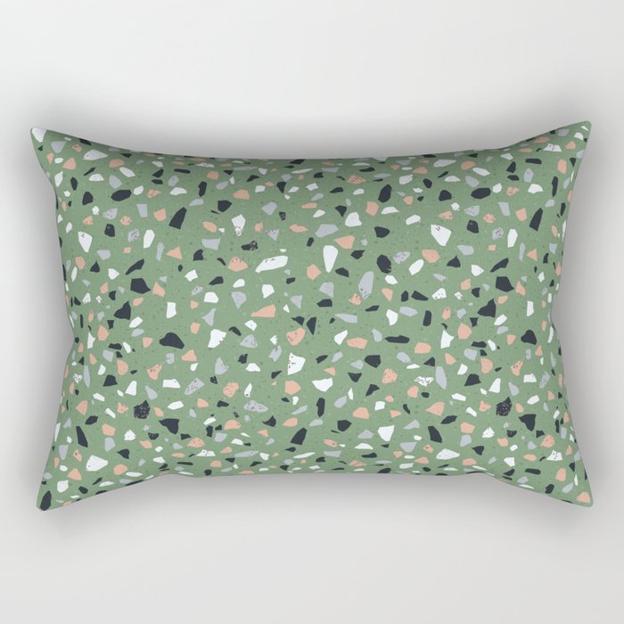 Terrazzo flooring seamless pattern with colorful marble rocks Rectangular Pillow Gallery Image 2