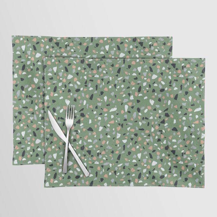 Terrazzo flooring seamless pattern with colorful marble rocks Placemat Gallery Image 1