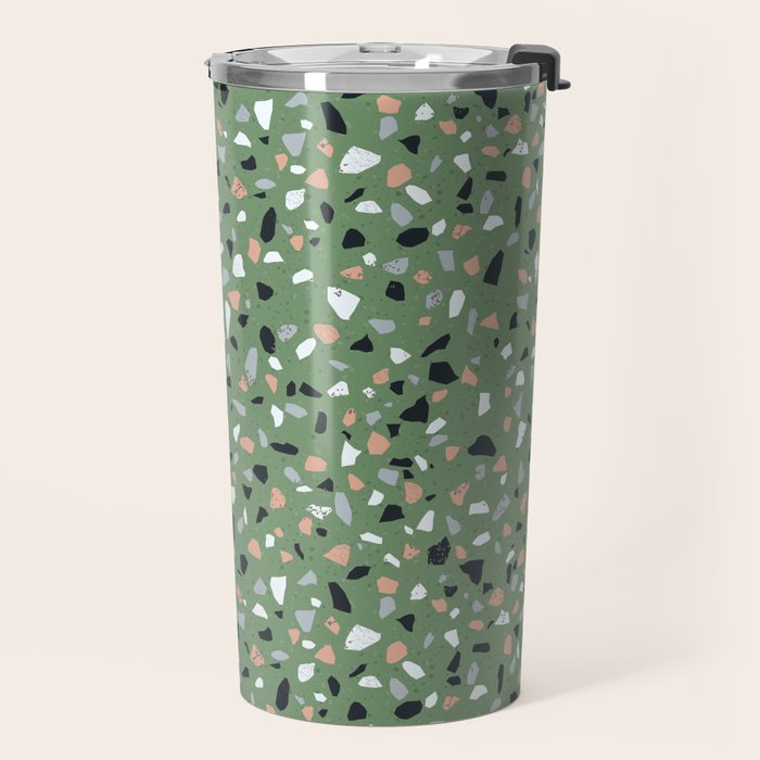 Terrazzo flooring seamless pattern with colorful marble rocks Travel Mug Gallery Image 2
