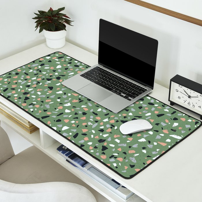 Terrazzo flooring seamless pattern with colorful marble rocks Desk Mat Gallery Image 2