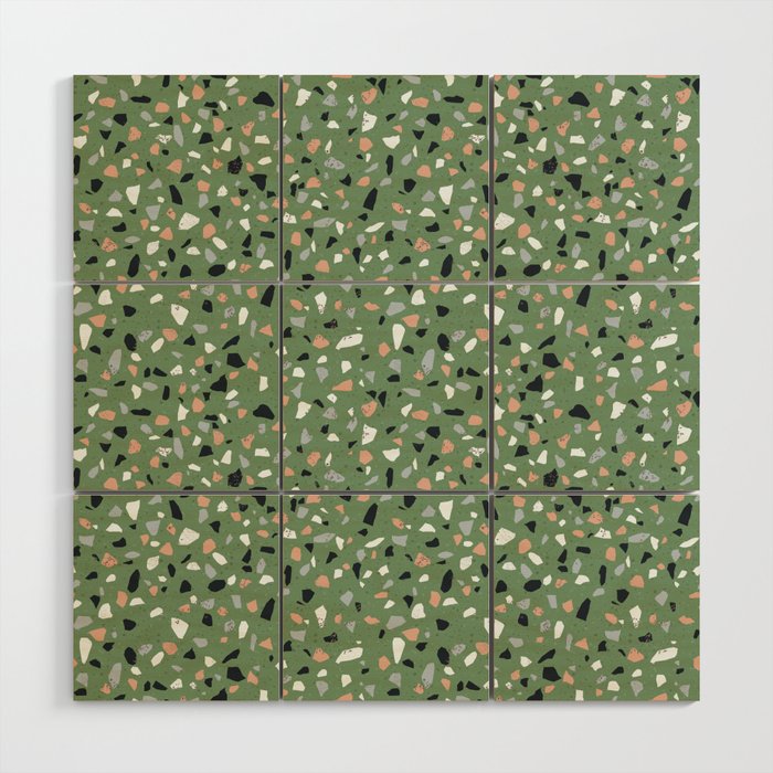 Terrazzo flooring seamless pattern with colorful marble rocks Wood Wall Art Gallery Image 1