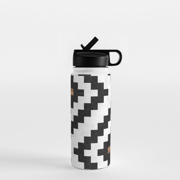 Urban Tribal Pattern No.16 - Aztec - Concrete and Wood Water Bottle Gallery Image 1