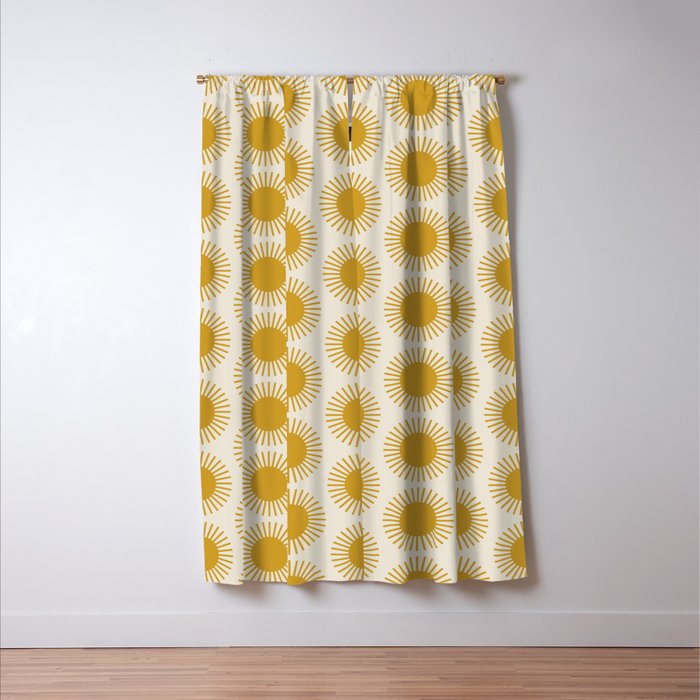 Boho Summer Sun Pattern I Golden Window Curtain Gallery Image 3