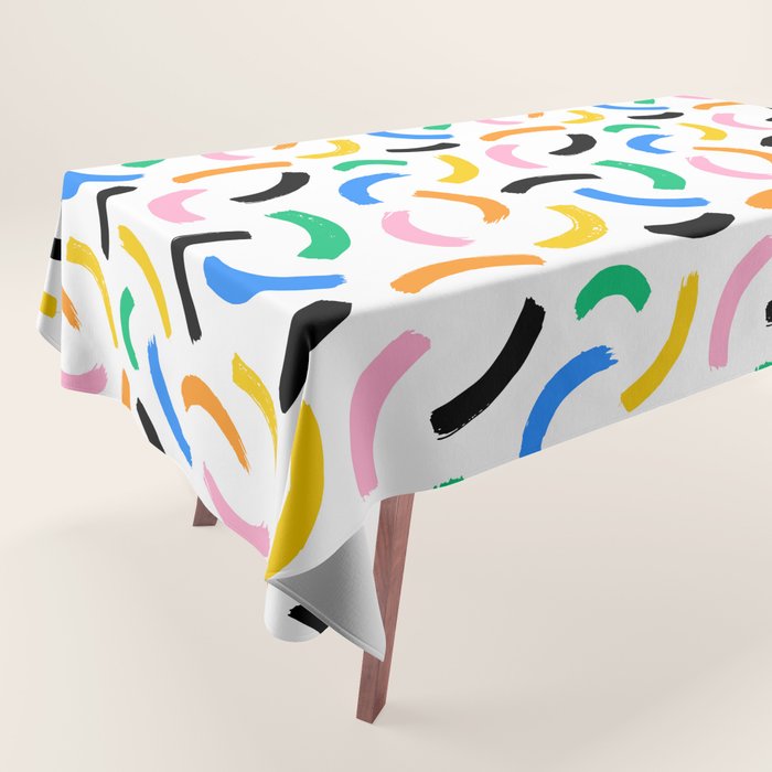 Colorful abstract brush stroke art pattern Tablecloth Gallery Image 1