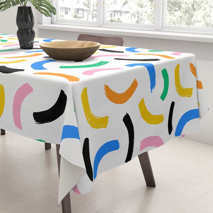 Colorful abstract brush stroke art pattern Tablecloth Gallery Image 3