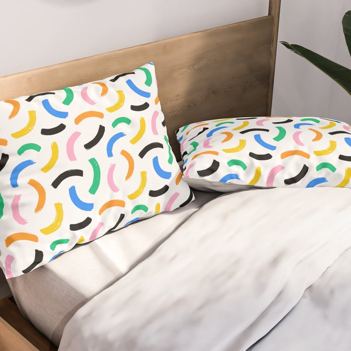 Colorful abstract brush stroke art pattern Pillow Sham Gallery Image 2