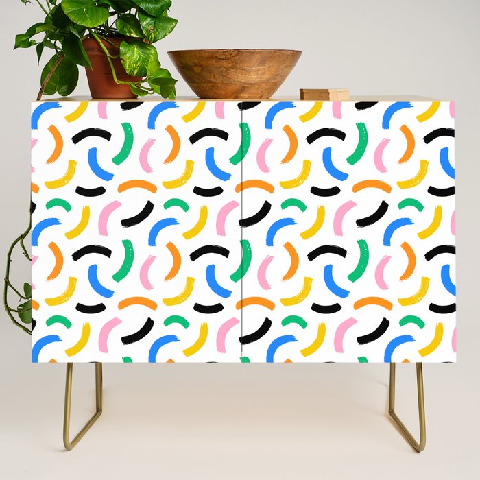 Colorful abstract brush stroke art pattern Credenza Gallery Image 1