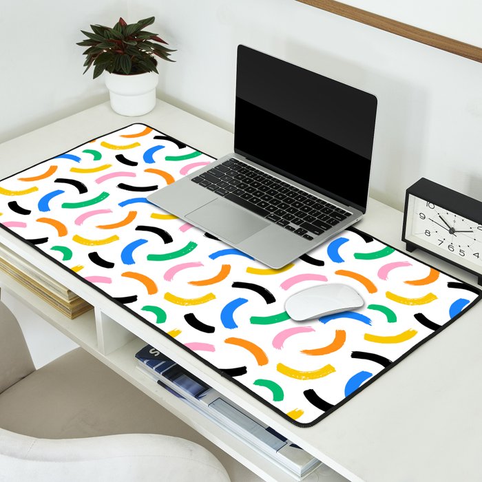 Colorful abstract brush stroke art pattern Desk Mat Gallery Image 2