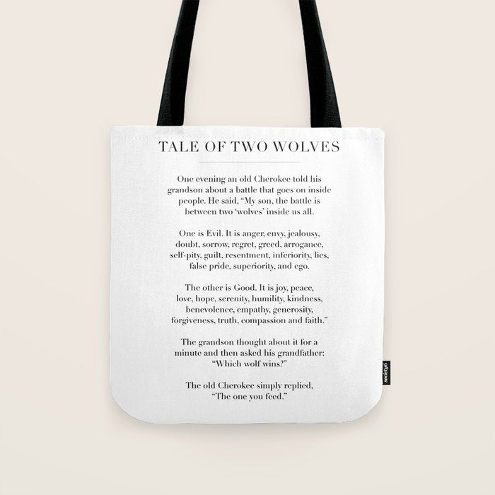 The Tale of Two Wolves Tote Bag Gallery Image 1