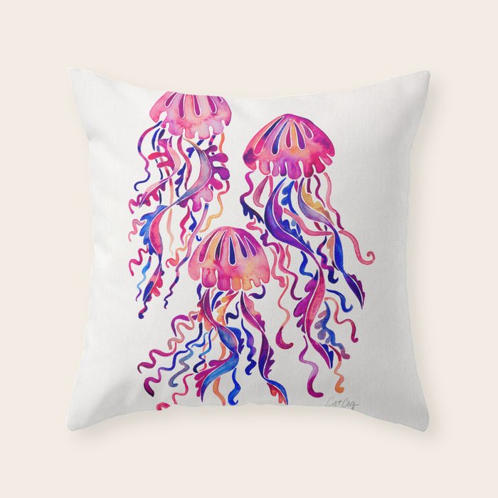 Jellyfish - Magenta Palette Throw Pillow Gallery Image 6