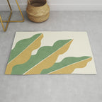 Color Block Abstract Leaf - Gold Green Rug Gallery Image 1