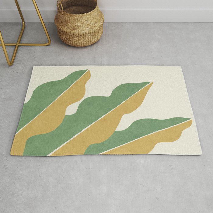 Color Block Abstract Leaf - Gold Green Rug Gallery Image 1