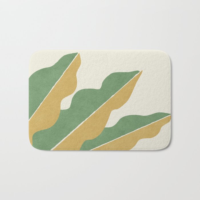 Color Block Abstract Leaf - Gold Green Bath Mat Gallery Image 1