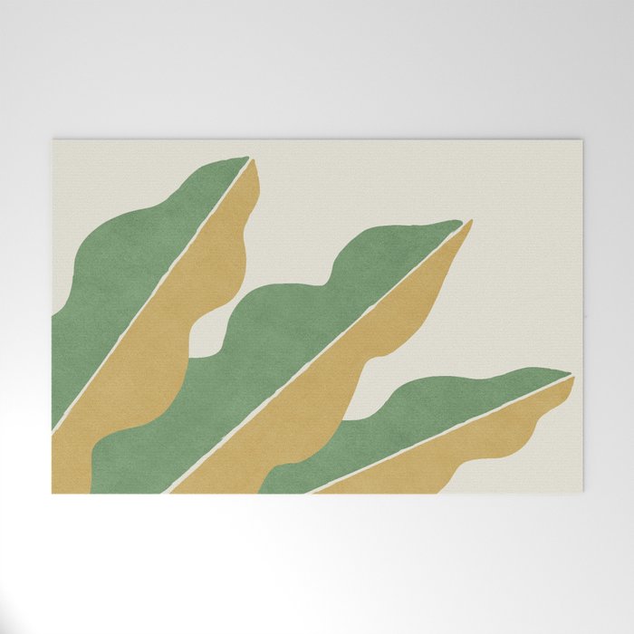 Color Block Abstract Leaf - Gold Green Welcome Mat Gallery Image 1