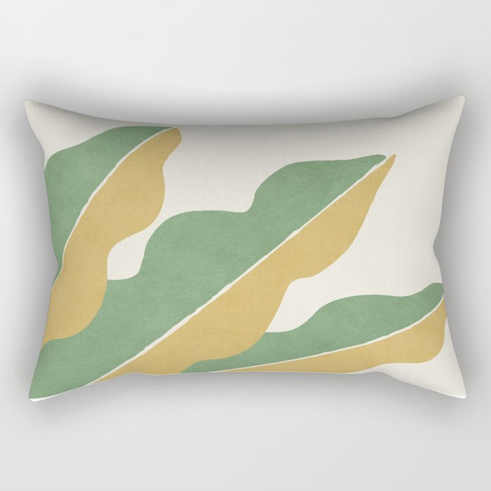 Color Block Abstract Leaf - Gold Green Rectangular Pillow Gallery Image 2