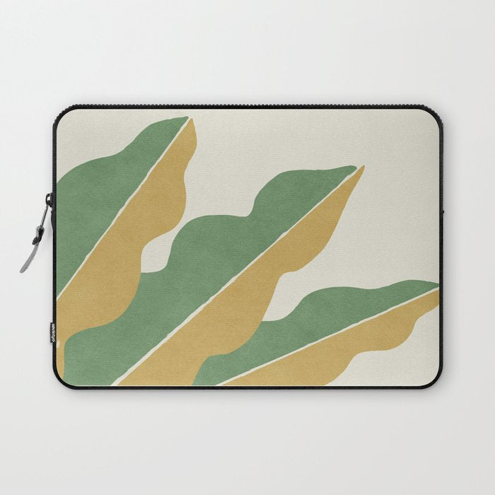 Color Block Abstract Leaf - Gold Green Laptop Sleeve Gallery Image 1