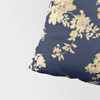 Elegant vintage navy blue faux gold flowers Pillow Sham Gallery Image 4