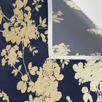 Elegant vintage navy blue faux gold flowers Wall Tapestry Gallery Image 3