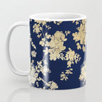 Elegant vintage navy blue faux gold flowers Coffee Mug Gallery Image 3