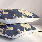 Elegant vintage navy blue faux gold flowers Pillow Sham Gallery Image 3
