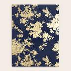 Elegant vintage navy blue faux gold flowers Notebook Gallery Image 4
