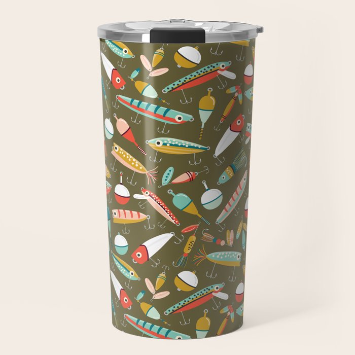 Fishing Lures Green Travel Mug Gallery Image 1