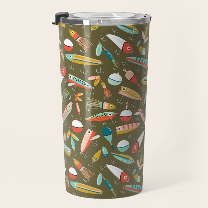 Fishing Lures Green Travel Mug Gallery Image 3