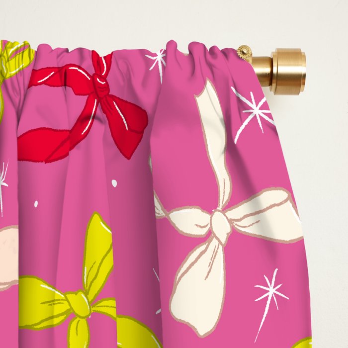 Festive Bows on Pink Background Window Curtain Gallery Image 2