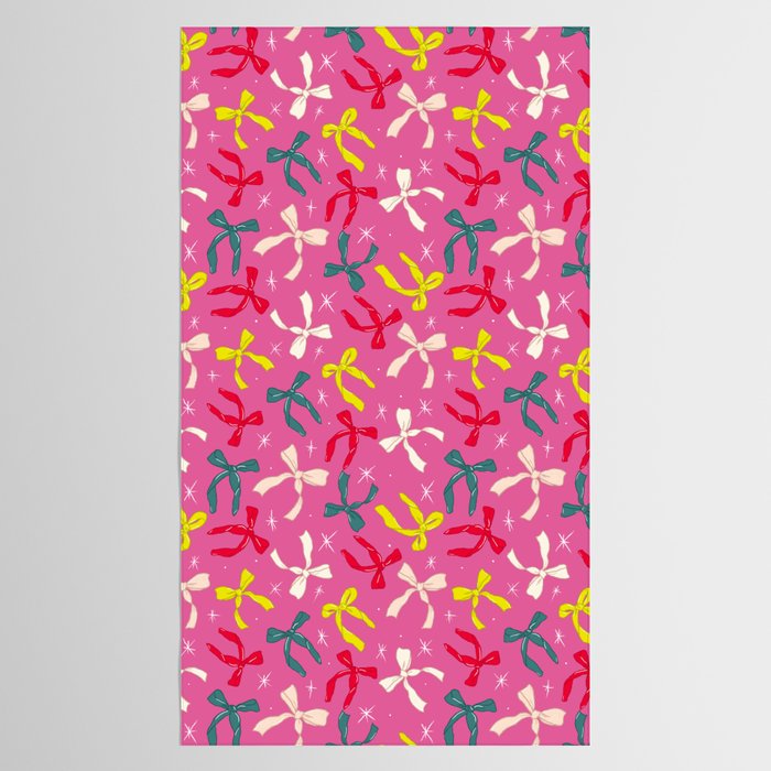 Festive Bows on Pink Background Tablecloth Gallery Image 2