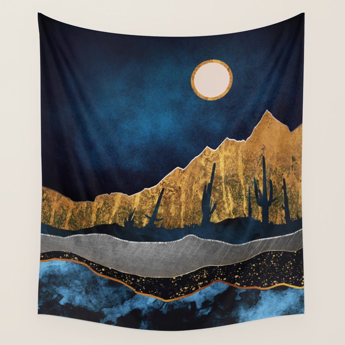 Midnight Desert Moon Wall Tapestry Gallery Image 4