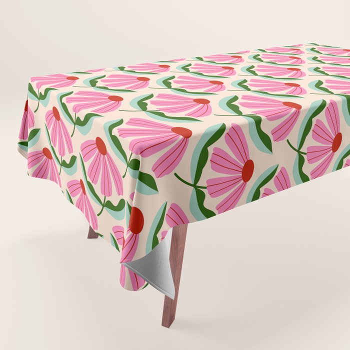 Pink and Red Daisy Tablecloth Gallery Image 1