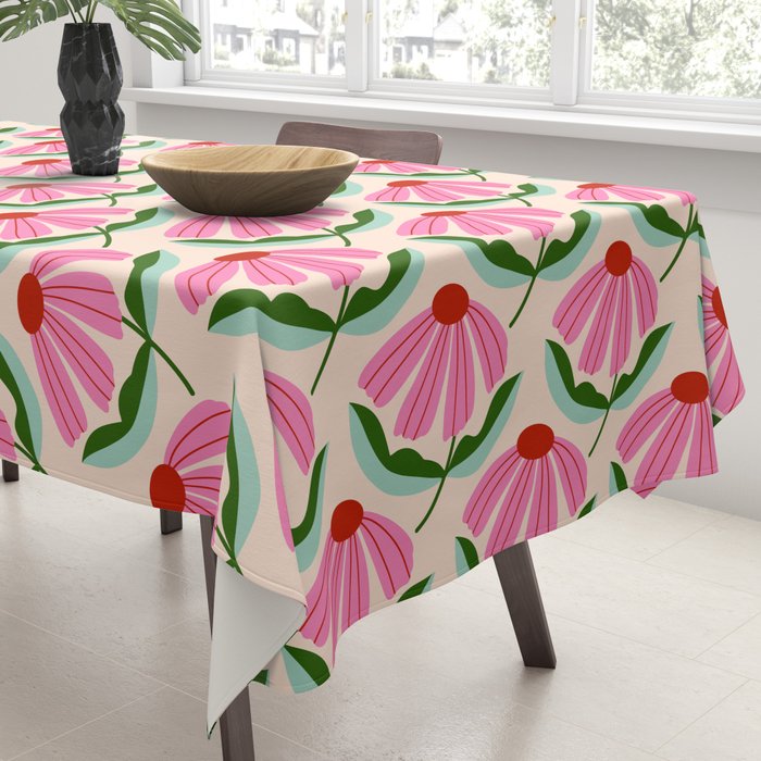 Pink and Red Daisy Tablecloth Gallery Image 3
