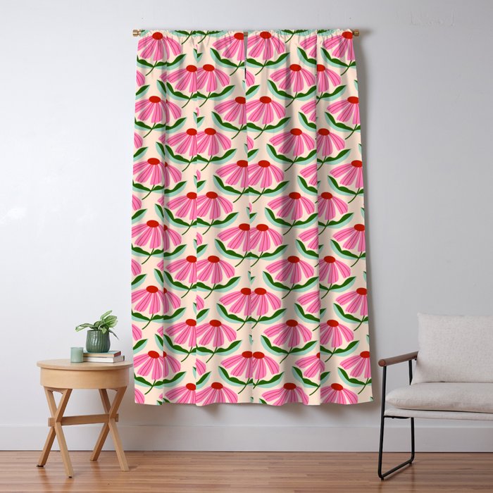 Pink and Red Daisy Window Curtain Gallery Image 5