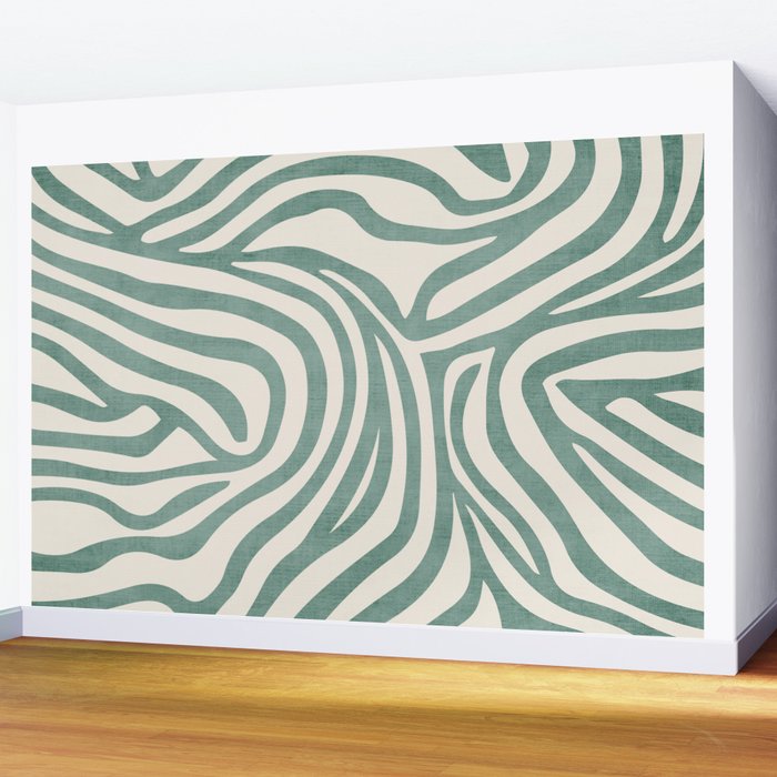 Green Abstract Modern Pattern Artwork Wall Mural Gallery Image 2