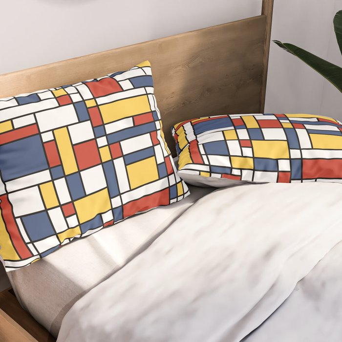 Mondrian De Stijl Pattern Pillow Sham Gallery Image 2