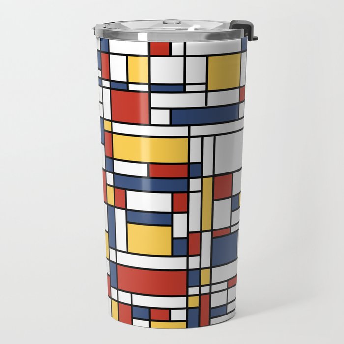 Mondrian De Stijl Pattern Travel Mug Gallery Image 2
