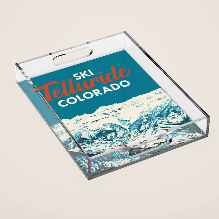 Vintage Ski Telluride Poster Acrylic Tray Gallery Image 1