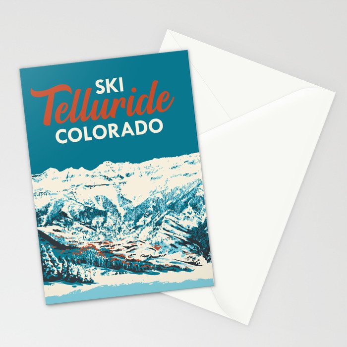 Vintage Ski Telluride Poster Stationery Card Gallery Image 2