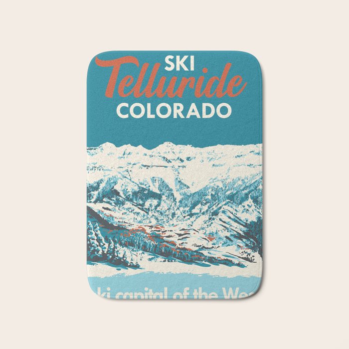 Vintage Ski Telluride Poster Bath Mat Gallery Image 1