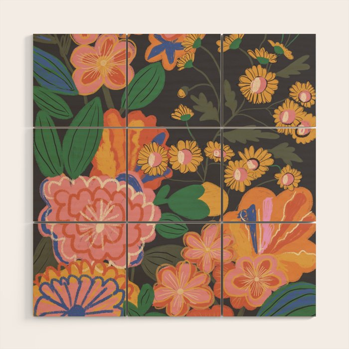Midnight blossom Wood Wall Art Gallery Image 1