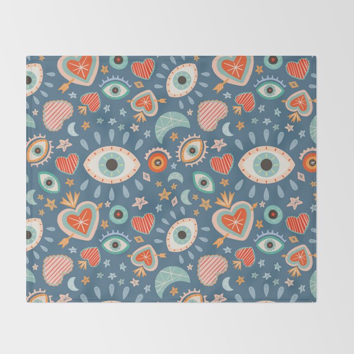 Written in the Stars | Milagros Hearts & Stars Throw Blanket Gallery Image 2