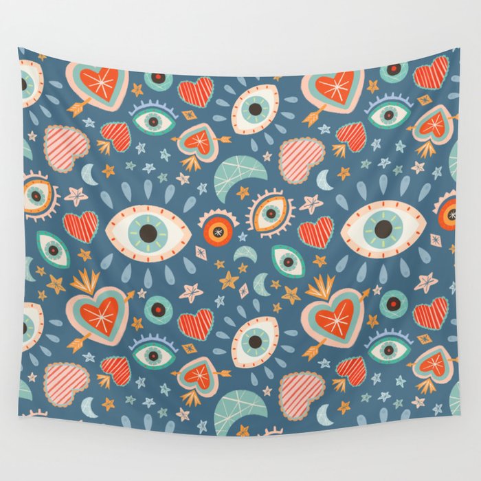 Written in the Stars | Milagros Hearts & Stars Wall Tapestry Gallery Image 1