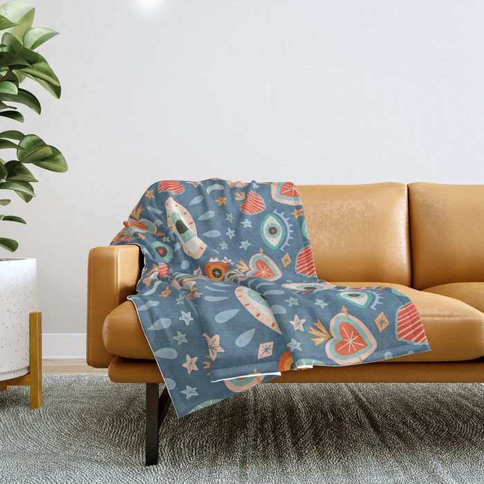 Written in the Stars | Milagros Hearts & Stars Throw Blanket Gallery Image 1