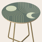 Mid Century Modern Geometric 126 in Forest Green Shades (Rainbow and Sun Abstraction) Side Table Gallery Image 2