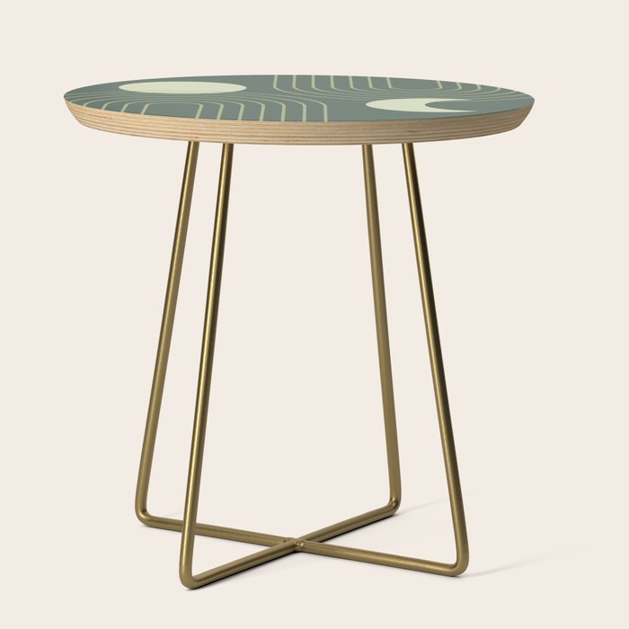 Mid Century Modern Geometric 126 in Forest Green Shades (Rainbow and Sun Abstraction) Side Table Gallery Image 1