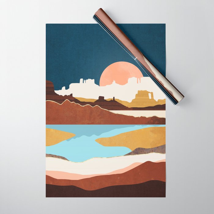Desert Moon Lake Wrapping Paper Gallery Image 1