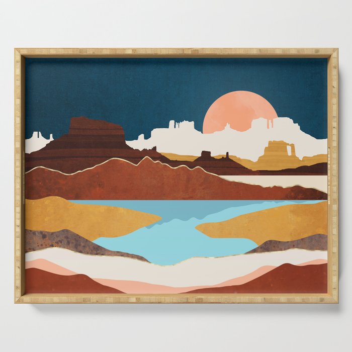 Desert Moon Lake Serving Tray Gallery Image 1